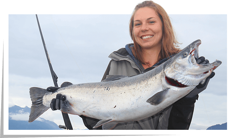 Lady holding salmon